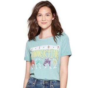 Lyric Culture Women's MC‎ Hammer Stop Hammertime Retro 80s T-shirt Teal Mist M